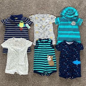 Lot of baby boy one-piece short rompers